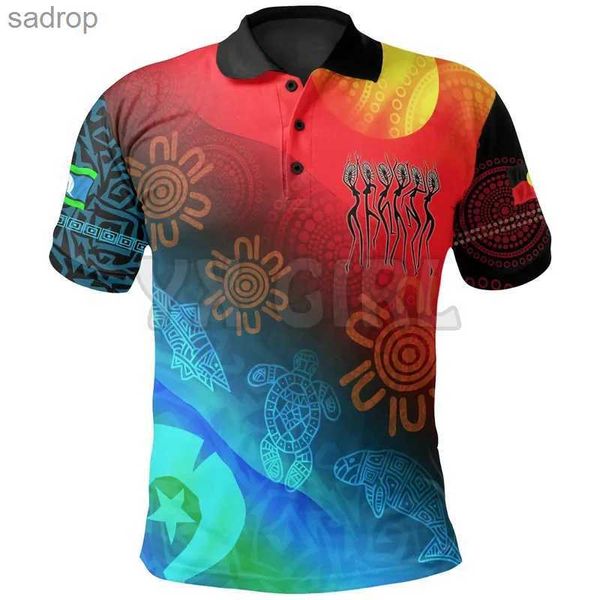 Camisetas masculinas 2024 Summer Mens Wear Austrália Naidoc orgulhosamente se torna uma camiseta de mangas curtas impressa em 3D Camisasxw