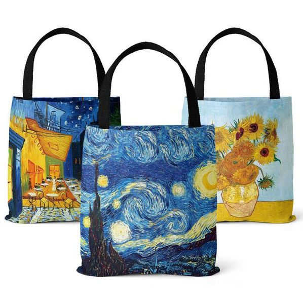 2024 neuer Van Gogh Starry Sky Oil Painting Tasche Frauen Leinwand Bag Beach Bag Sourcing Lieferant