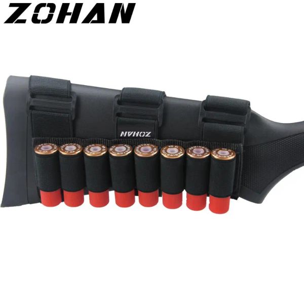 Holsters zohan cephane kabuk kesesi 5/8/9 Turlar Taktik Av Tüfeği Kabuk Kartuşu Molle Buttstock Silah Avı Ordusu için Bullet Tutucu