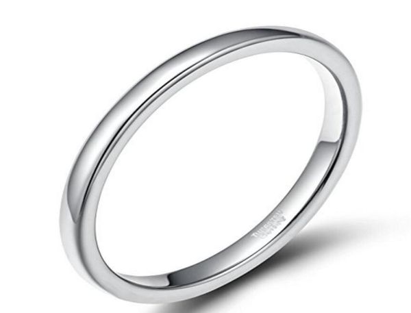 2mm Silver Rose Gold Tungstênio Anéis de carboneto para mulheres altíssimas altas de casamento de prata abobadadas com pobres altos tamanho 5122979331