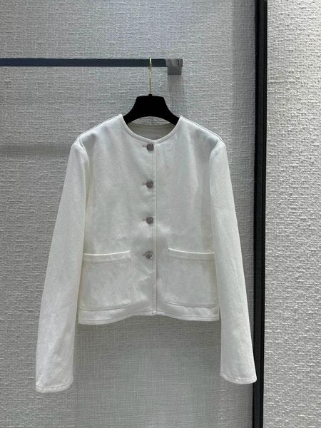 Jaquetas femininas para o início da jaqueta de jeans brancos da primavera!Versão de feminilidade para decoração de pocket decoração elegante e bonito!