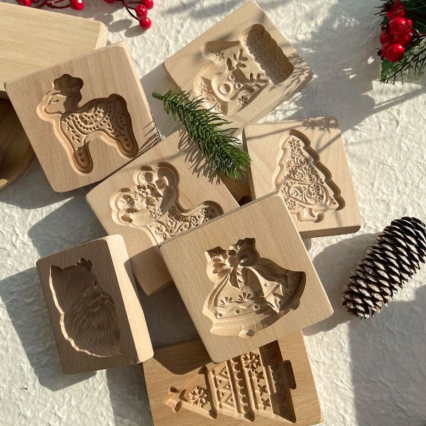Stampi stampi per biscotti in legno con animali da fiori motivi 3d intagliato in garza stampi per cottura da cucina di natale VIP VIP