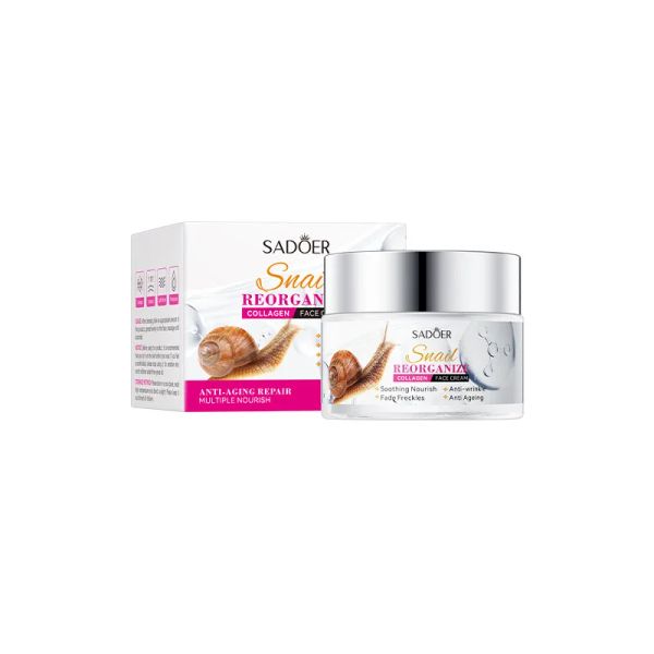 Sadoer Snail reorganize o colágeno Creme de rosto hidratante poros de encolhimento hidratante 50g