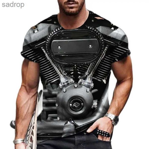 Herren-T-Shirts Auto Motor Design 3D-Print-Mens T-Shirts Sommer Polyester O-Neck Kurzarm Plus Größe Casual Hip Hop Harajuku Loose Tops 6xlxw