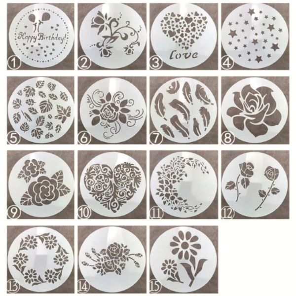 Stampi da 15 pezzi/set di stencil rotondi in pizzo modello di decorazione della torta utensili da forno fai da te pane pasticceria setaccio setaccio setaccio stampo modello di torta fondente