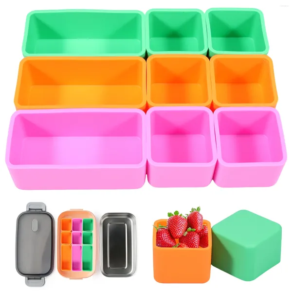 Dinnerware 9pcs Silicone bento box divisores de grau copos de panificação de temperatura resistente ao divisor reutilizável