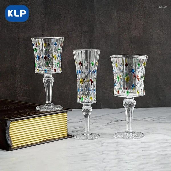 Copos de vinho KLP 1PCS pintado à mão Luxo francês Romântico Cristal pintado para encontros de namoro etc.