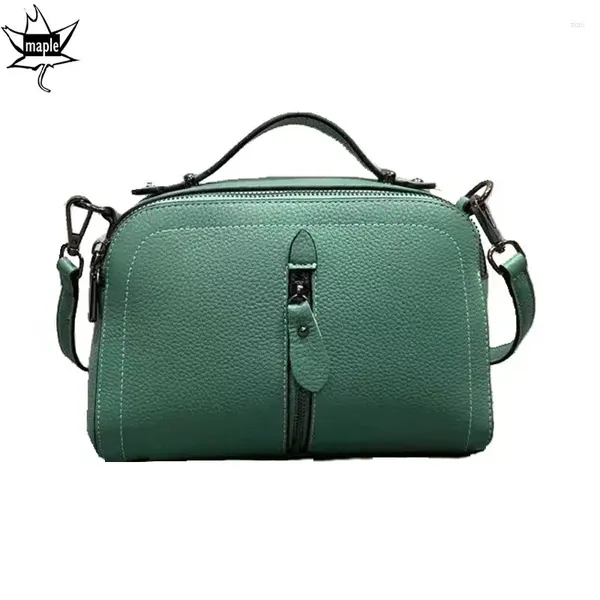 Bolsas de noite solteira solteira de menta verde saco de aba de vaca genuína bolsa feminina feminino