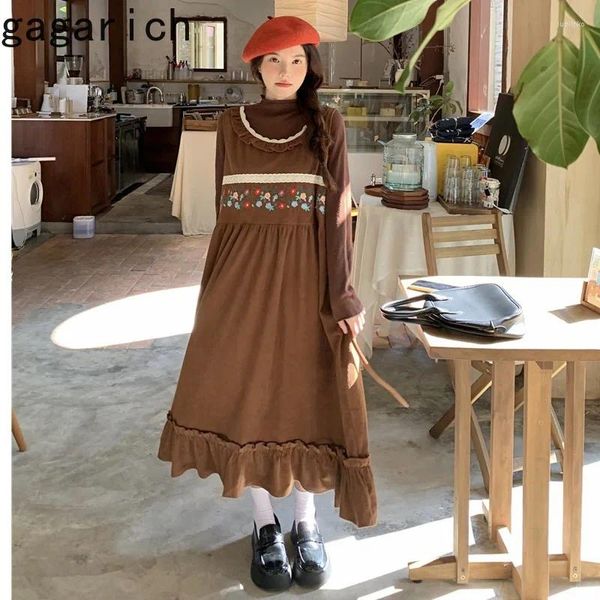 Повседневные платья Gagarich японские ретро -петулы для колледжа Женщины Осень Зимняя половина высокая шея с длинными рукавами