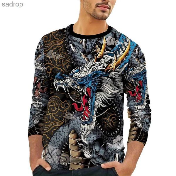 Herren-T-Shirts Neue Herren 3D Printed Cloud Colored Dragon-Form Neujahr Fashion Print T-Shirt Frühling/Sommer Freizeitsportkleidung Top.xw