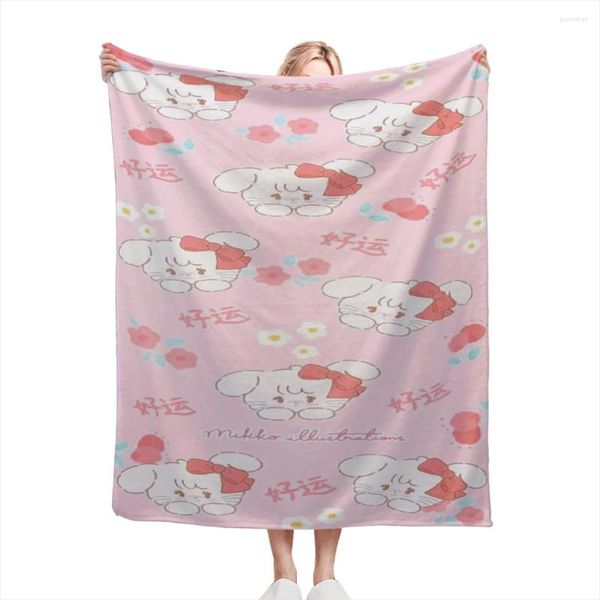 Coperte di alta qualità in flanella coperta giapponese kawaii cartone animato mikko calda lancio morbido accogliente per divano