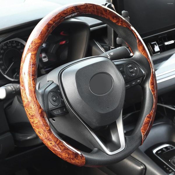 Tampas de volante Tampas de carro universal Cover de madeira de madeira para o/d tipo 14 1/2-15 polegadas respiráveis não deslizam acessórios de interiores automáticos