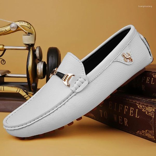 Scarpe casual 2024 mocassini bianchi uomini in pelle fatta a mano Black Driving Flats Blue Slip-on Moccasins Boat Plus Dimes 46 47 48