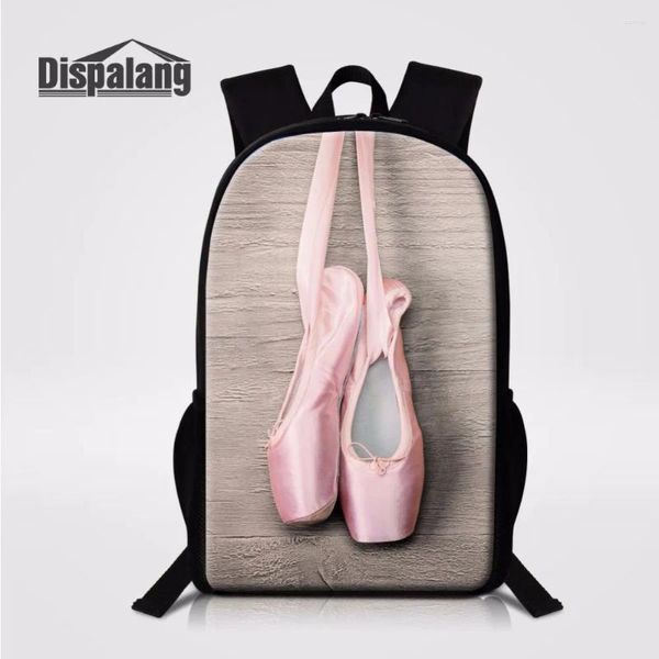 Zaino dispalang grazioso zaino da balletto di punta di piedi di punta di piedi 3d spalla spalla spalla borse da 16 pollici personalizzati bambini personalizzati