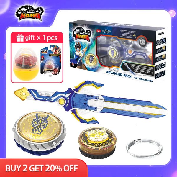 Infinito Nado 6 Advanced Pack Fury Dragon Metal Ring Tip girando Top Gyro com Monster Icon Sword Launcher Anime Kid Toy 240415