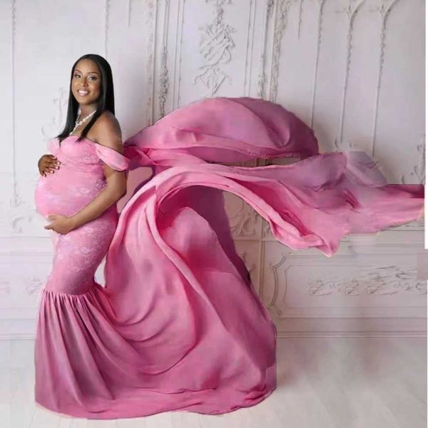 Mutterschaftskleider Schulter schwangeres Kleid Foto langer Rock Weihnachten Fotografie Requisite Q240427
