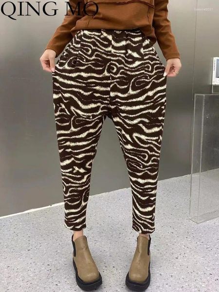 Pantaloni da donna Qing MO zebra Multiera Harem Donne 2024 FORMA AUTUNGGIA CAPPIO CAPPOLLE CASA CAVI