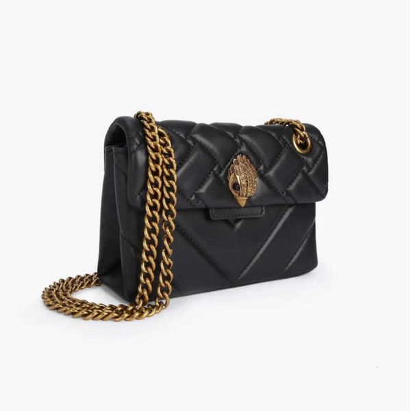 Kurt Geiger London Kensington Mini Black Gold/Silver Chains Bag for Women Luxury Real Leather Cross Bolds Bolsas Europeias e Americanas