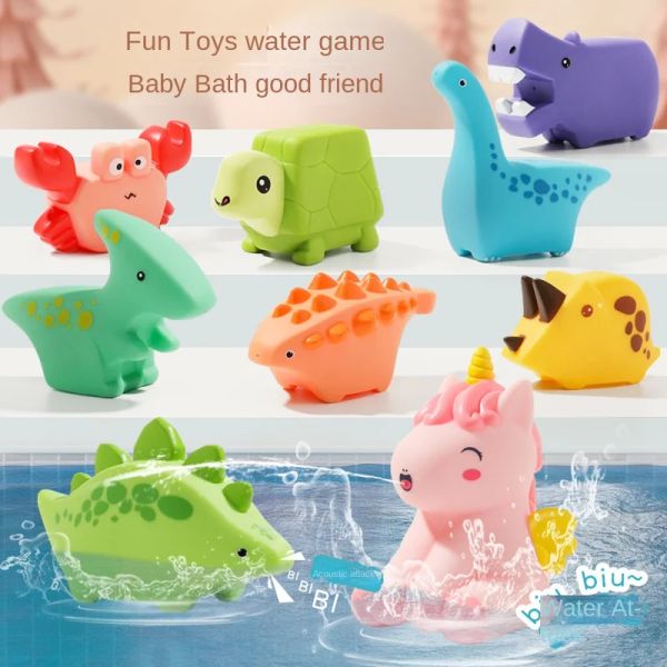 Produkt neues niedliches kleines Kawaii Dinosaurier Badespielzeug Kinder Baby Schwimmen Wasserspiel Spielzeug Prise Call Gummi Badewanne Spielzeug