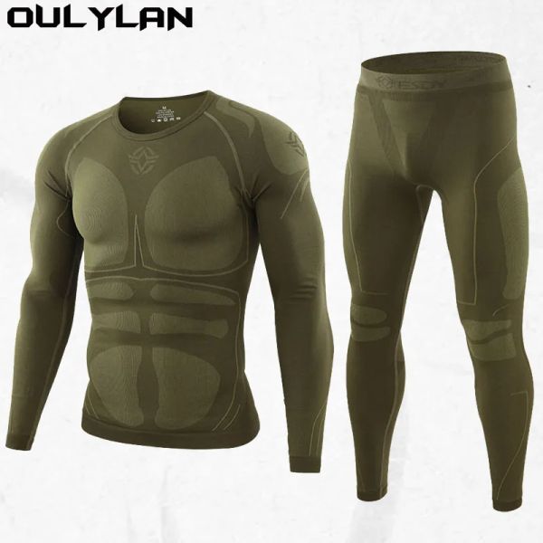 Set OuLylan Herren Sport Ski Thermal Unterwäsche Set Anzüge für Fitnessstudio -Kompressionsanzug Fitness Bodybuilding -Training Strumpfhose