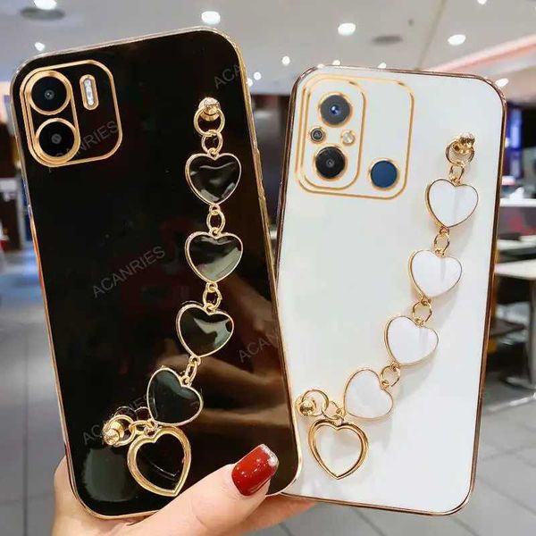 Случаи сотового телефона Redmia1 A2plus Luxury Golded Bracelet Bracelet Bracelet Case Case, подходящий для Xiaomi Redmi 12C A1 A2 Plus Cover Redmi12C 11A 13C 10C J240426