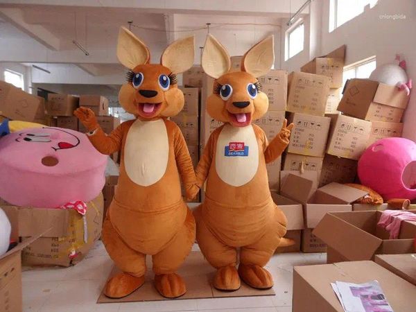 Trajes de mascote Kangaroo unissex desenho animado aparece o tamanho do adulto de aniversário de Halloween