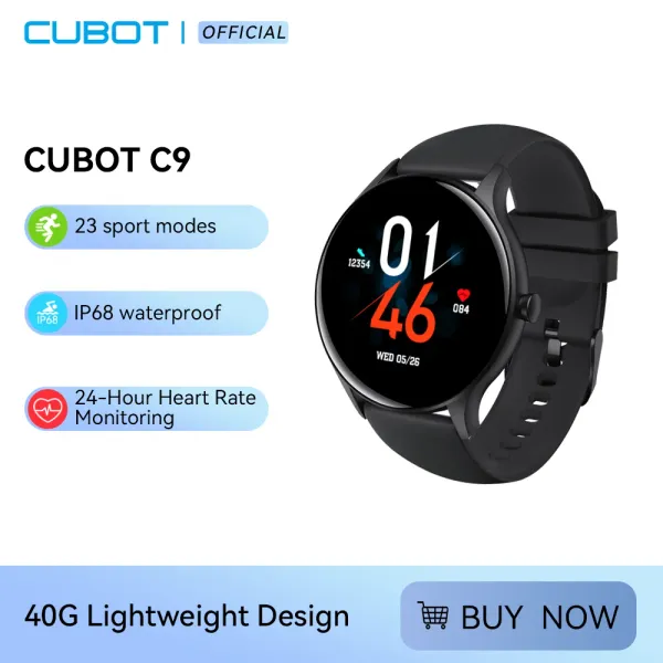 Relógios Cubot C9 Sport Smart Watch Freqüência cardíaca Monitor de freqüência fitness IP68 Smartwatch Smartwatch para homens para Xiami iPhone para Android iOS