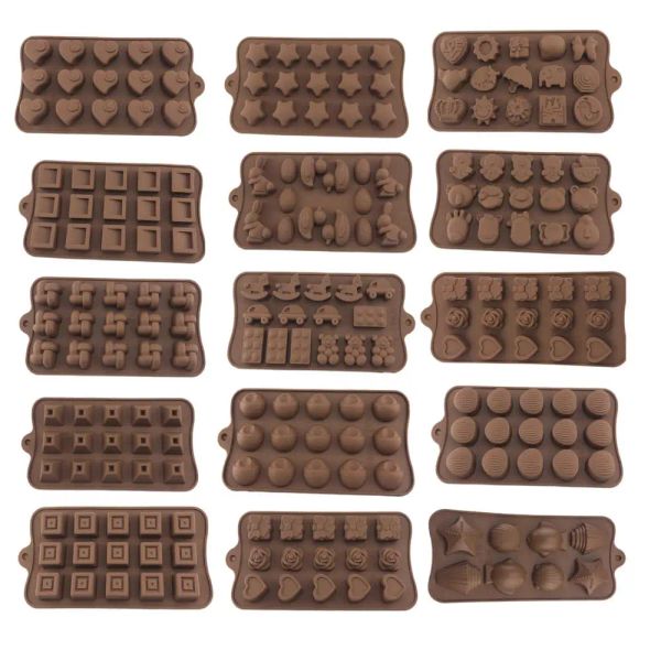 Molde o molde de chocolate de silicone 14 formas Ferramentas de cozimento de molde antiaderente de molde e doces 3D DIY melhores ferramentas