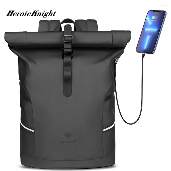 Backpack Heroic Knight Travel Men de grande capacidade Laptop Moda Man USB School Expandível Escola Malebra Malebra