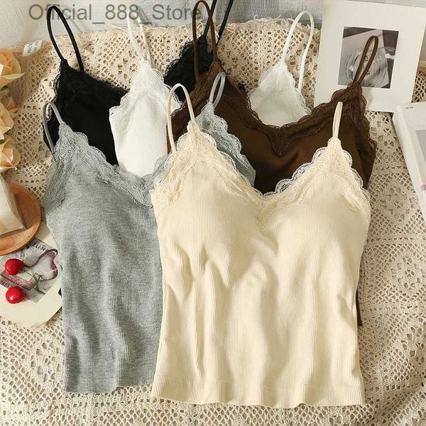 0723 Tanques femininos Camis Outwear Lace Crop sem costura para mulheres Wire Wire- Ladies Camisole Spaghetti Strap Bra lingerie Tubos Tops DropShipp D240427