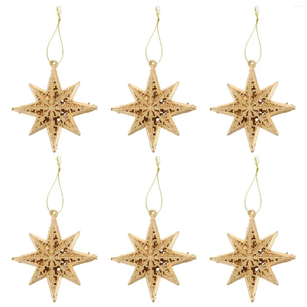 Estatuetas decorativas 6 PCs Acessórios de plástico pendentes de estrela de Natal de Natal Xmas de oito pontas decoração brilhante