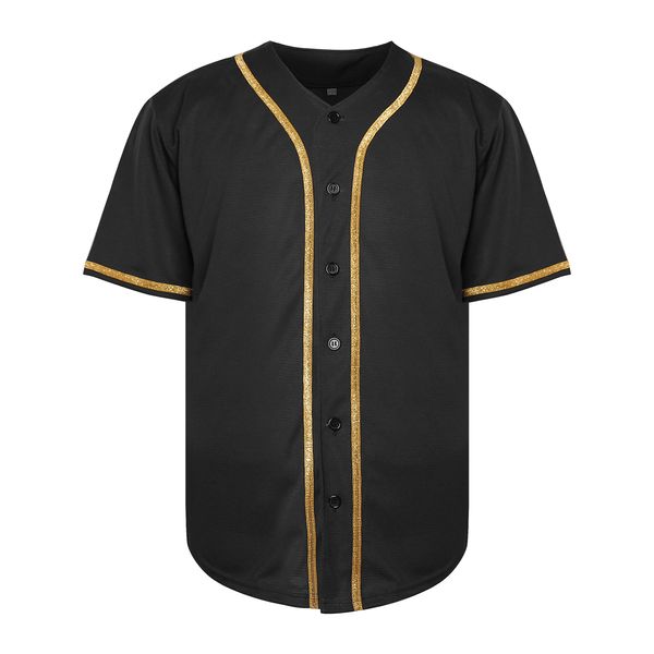 Blank Baseball Jersey Remessa Remessa Black Gold