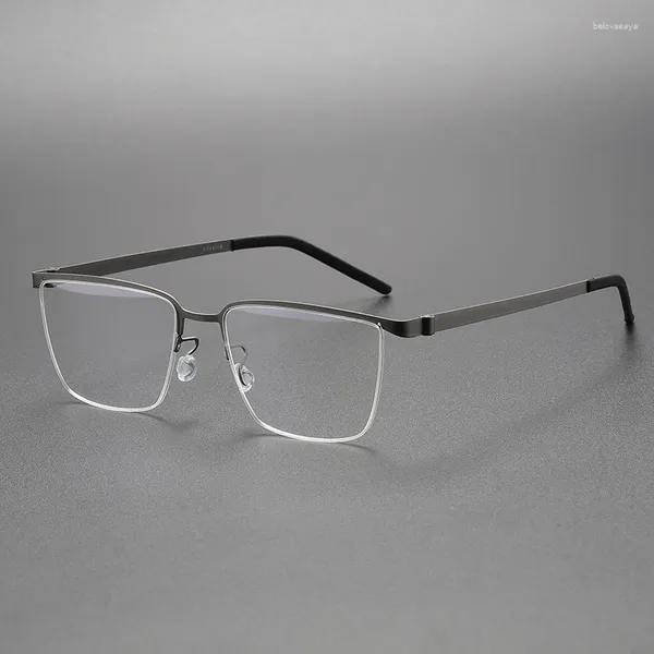 Sonnenbrillen Frames Dänemark Männer Business Halbbrille Rahmen reine Titan-Titan mit hochelastischen Schrauben ohne Brillen Ultraleichte Mode Rezept