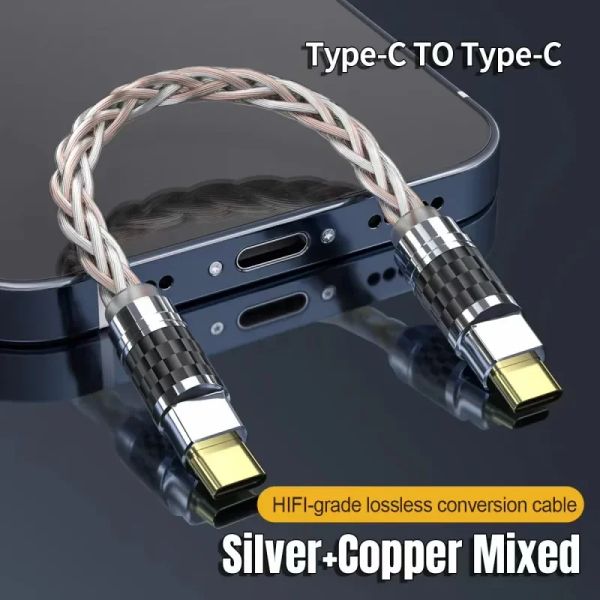 Adattatore HIFI OTG Convertitore Tipo C Micro Adattatore per cuffie USB Adattatore 4N Pure Silver Audio Amplificatore Scheda audio USB C Auricolare Cavo Typec