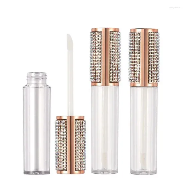 Speicherflaschen klarer Lipglossröhrchen 5 ml leer runde farbenfrohe Diamantlid -Fahrt -Kunststoff nachfüllbare Flasche Kosmetische Verpackung Lipgloss Lipgloss