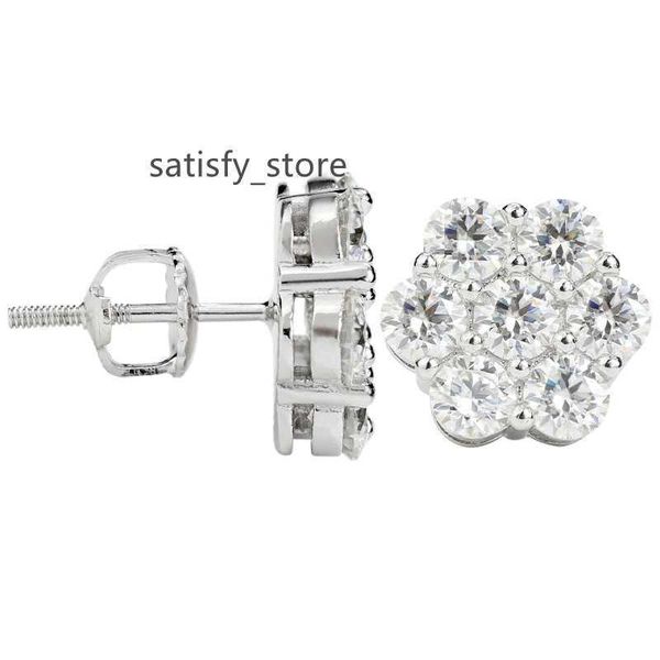 De Cluster Blume S925 VVS Moissanit Ohrringe Männer HipHop 925 Sterling Silber Moissanit Ohrringe mit GRA -Zertifikat