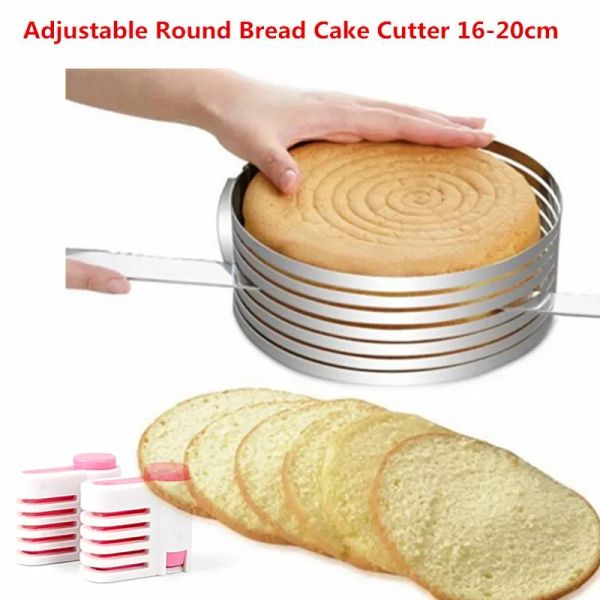 Formen 1PC Verstellbarer runder Brotkuchenschneider Slicer Edelstahlkuchenschneider 6 Schichten Slicer Mousse Ringform Backwerkzeug