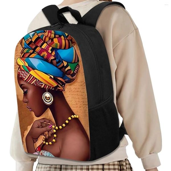 Sırt çantası Afrikalı kadın baskı okul çantaları 17 inç etnik tarzı gündelik açık hava özel kapasitesi mochilas para estudiantes