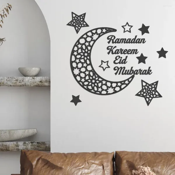 Decoração de festa 2024 Ramadã Mubarak 3D Adesivo de janela acrílica Eid Decor Islâmico Decorações de férias muçulmanas para decalques de parede em casa