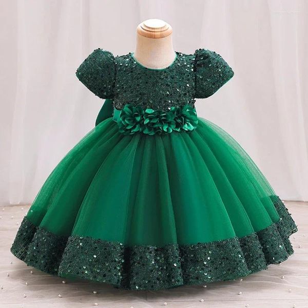 Mädchenkleider Baby Girl Green Christmas Kleid Pailletten Tulle Infant 1. Geburtstag Prinzessin Party für Hochzeitsabschlusskleid 0-4y