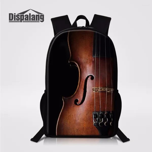 Rucksack Dispalang Design 16-Zoll-Rucksäcke für Kinder Musik Geigen Drucke Schultaschen Teenager Stylish Women Day Back Pack