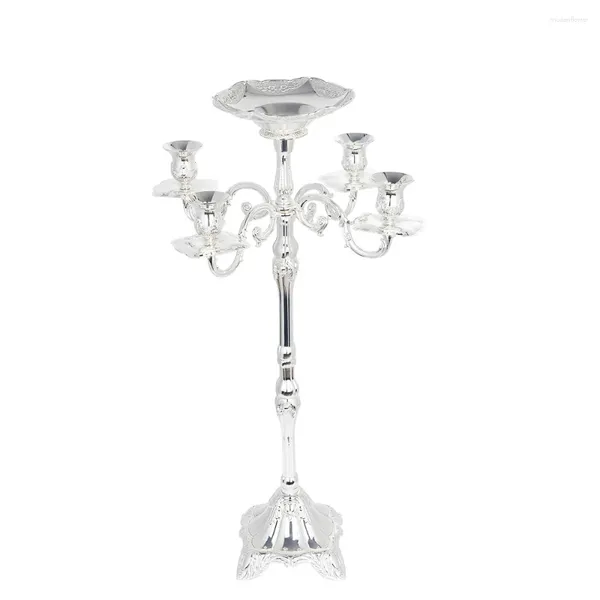 Kerzenhalter einzigartige Candelabra 105 cm Höhe 5-Arms Halter Silberschild mit Blumenschale