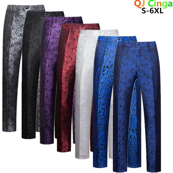 Pantolon (8 renk) takım elbise pantolon erkekler jakard kumaş pantolon düğün partisi pantolon büyük boy büyük boy s5xl 6xl pantalones hombre