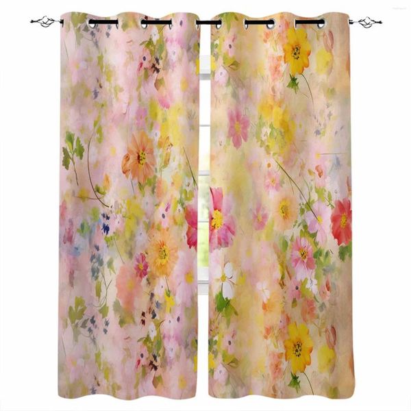 Tenda Spring Flowers Painting olio di pittura astratta tende per finestre per soggiorno cucina camera da letto trattamenti decorativi