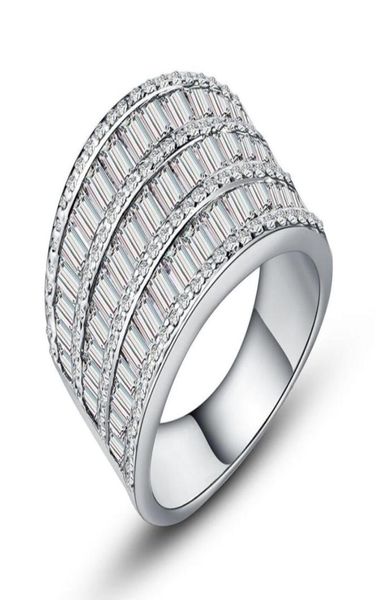 Victoria Wieck Luxury Jewelry Wide Ring For Women 925 Sterling Silver White Gold Princess White Topaz Cz Diamond Party Wed1645291