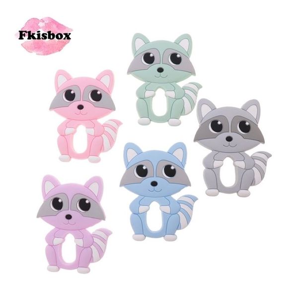 10pcs Raccoon Silicone Teether Food Grade Baby Tentiling Chain Chain Animord Mordor Redent Redent Chewable Toys Pinging 210812220b