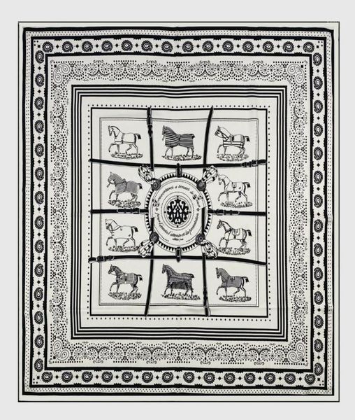 Schals 90 cm Hand gerollt Hem Paisley Horse Twill Seidenquadrat Schal Frauen Schalmarke Hijab Foulard Head Design Bandana1801862