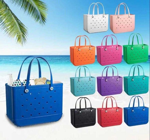 2024 BOGG SILICONE Praia Grande Tote Luxo Eva Plástico Bolsas de praia Rosa Blue Candy Mulheres Bolsa Cosmética PVC Basket Sacor