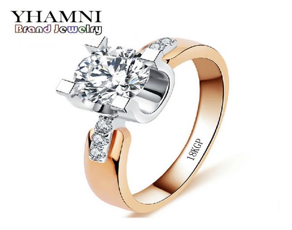 I gioielli con marchio Yhamni hanno un set d'anello di francobollo da 18 kgp set d'oro 1 carati 5a sona diamond fidanzamento anelli per donne 18kr0153537655