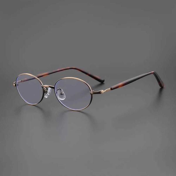 Glasses de sol, versão coreana quadro oval metal pequeno moldura presbiopia miopia espelho yapi estilo óculos de óculos anti -azul versátil para homens e mulheres